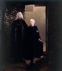 Movie scene: Lucius and Draco Malfoy.