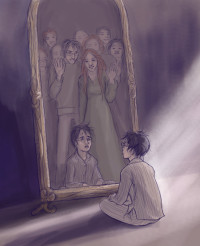 Harry discovers the Mirror of Erised and sees his family for the first time