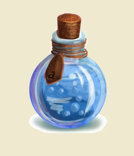 blue potion a label