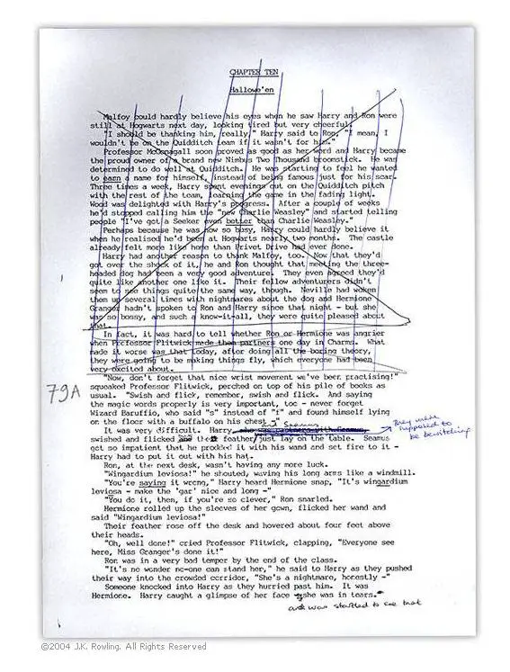 Rowling’s manuscript of PS10