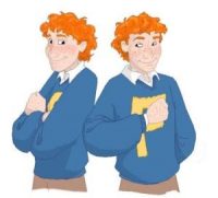 Fred and George Weasley start their first year at Hogwarts and are sorted into Gryffindor