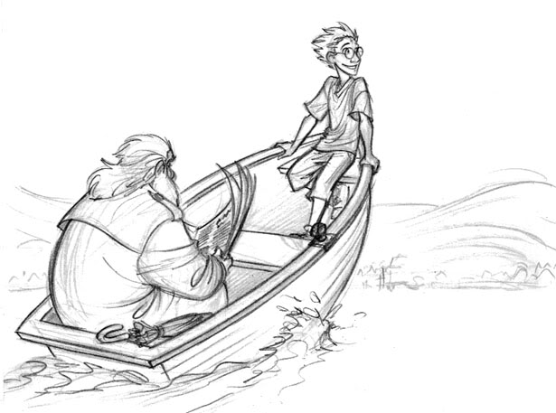 Harry, Hagrid, Boat