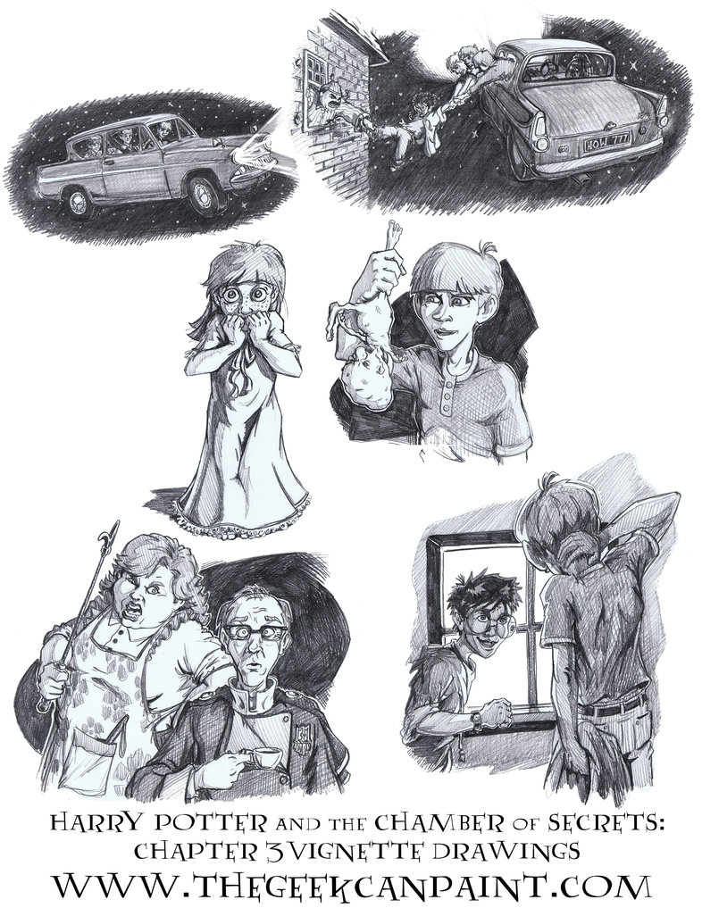 Harry Potter: Book 2 Chapter 3 Vignette Drawings