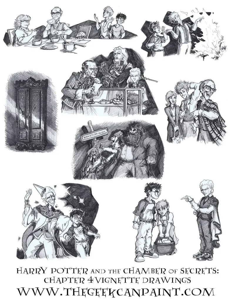 Harry Potter: Book 2 Chapter 4 Vignette Drawings