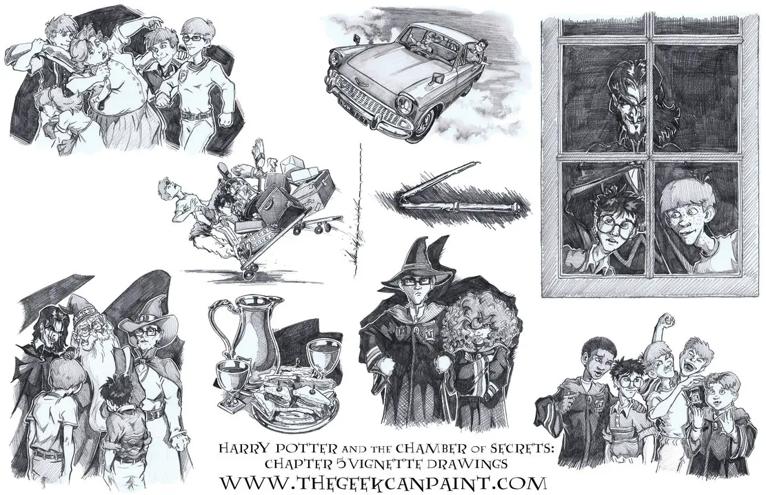 Harry Potter: Book 2 Chapter 5 Vignette Drawings