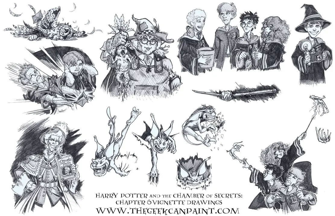 Harry Potter: Book 2 Chapter 6 Vignette Drawings