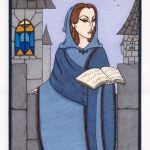 Rowena Ravenclaw with book.