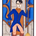 Ravenclaw quidditch captain Roger Davies with broom.