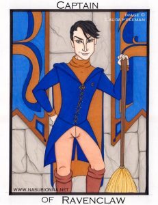 Ravenclaw quidditch captain Roger Davies with broom.