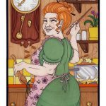 Molly Weasley in the kitchen.