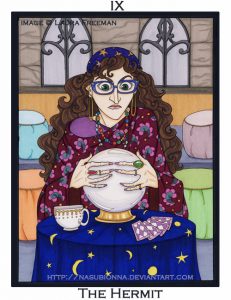 Professor Trelawney with crystal ball.