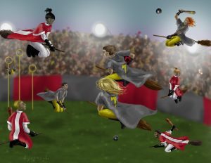 This picture shows a quidditch match.