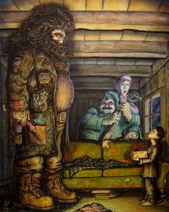 Hagrid finds Harry and Dursleys.