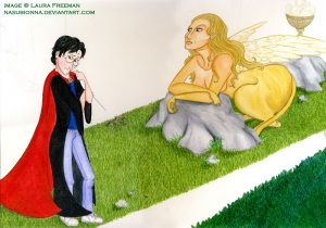 Harry and Sphinx in Triwizard Tournament.