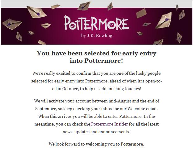 Pottermore Early Entry Pottermore Early Entry
