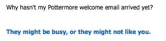 Pottermore Entry Message