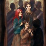 Harry with his parents in the Mirror of Erised.