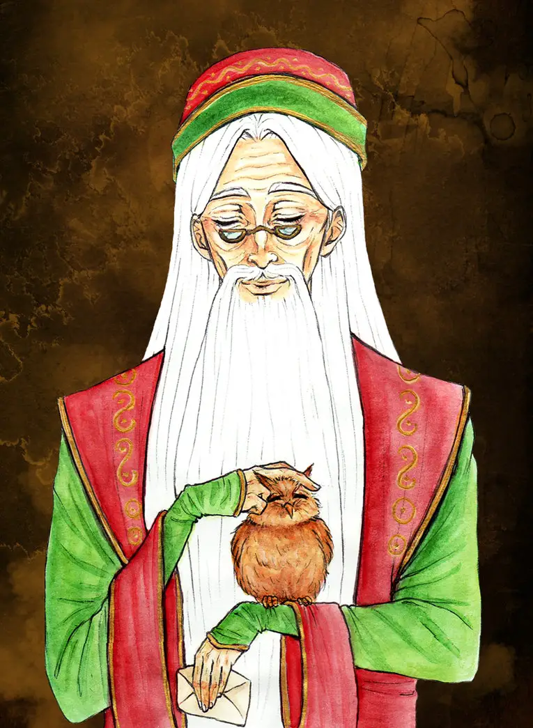 Dumbledore and an owl