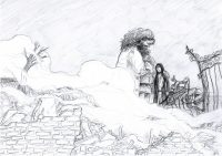 Sirius Black and Hagrid arrive in Godric’s Hollow to find devastation