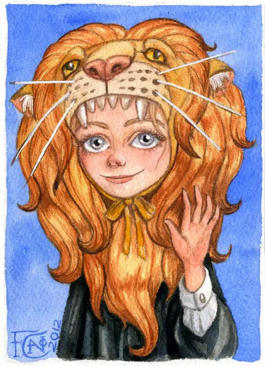 Luna with Gryffindor lion