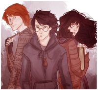 Harry, Ron, and Hermione are captured by Snatchers Harry, Ron, and Hermione are captured by Snatchers
