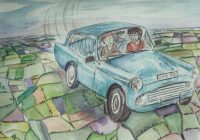 Harry and Ron miss the Hogwarts Express and fly Mr. Weasley’s bewitched car to Hogwarts Harry and Ron miss the Hogwarts Express and fly Mr. Weasley’s bewitched car to Hogwarts