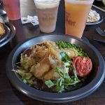 Bangers and Mash, Pumpkin Juice and Frozen Butterbeer from the Three Broomsticks at Wizarding World of Harry Potter Hollywood