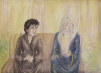 Harry and Dumbledore Talk at King’s Cross Harry and Dumbledore Talk at King’s Cross