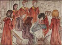 Harry spends the rest of the weekend in the Hospital Wing after his Nimbus 2000 is destroyed