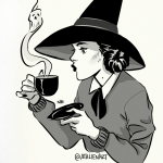 Witch with poisonous hot drink.