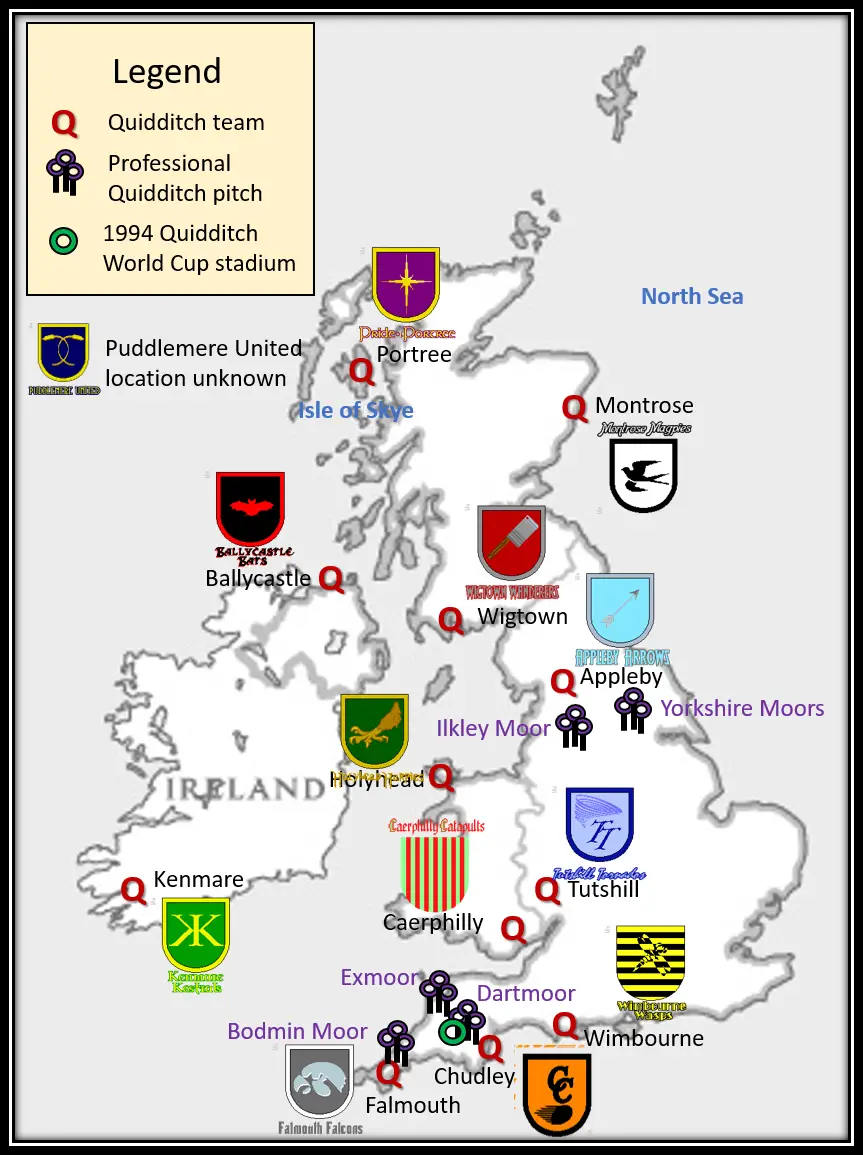 Map of Quidditch in Britain