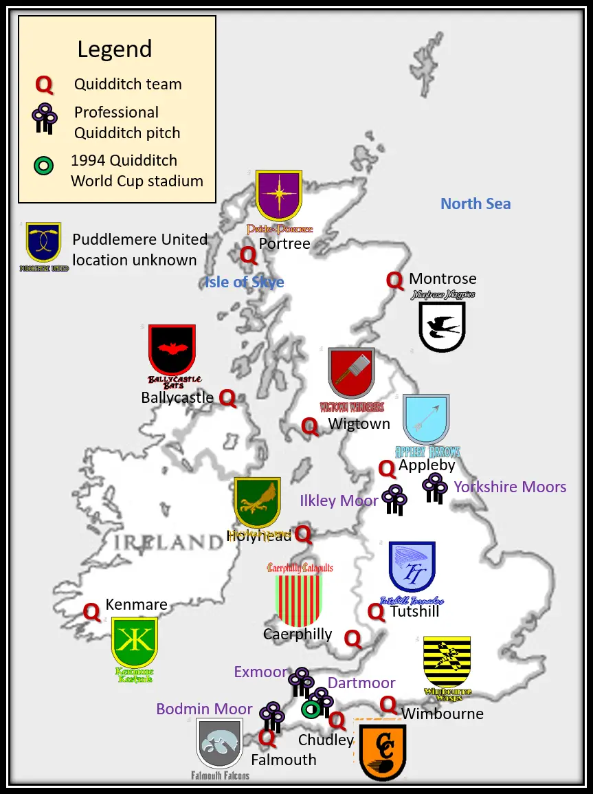 Map of Quidditch in Britain Map of Quidditch in Britain
