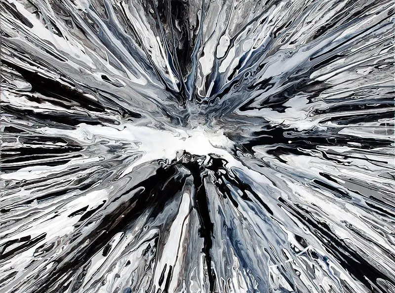Black and White Spin Painting