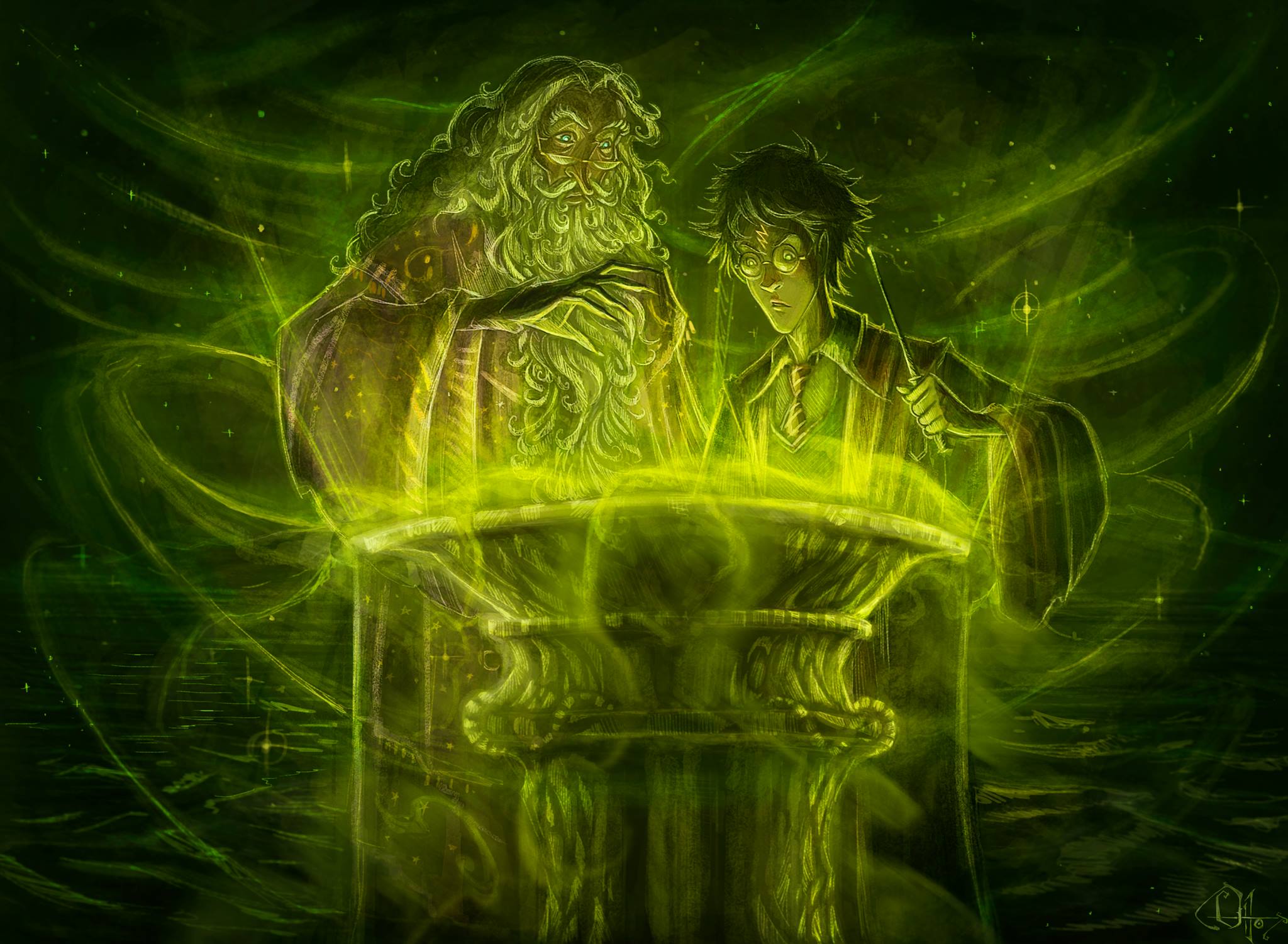 Dumbledore and Harry in the Cave