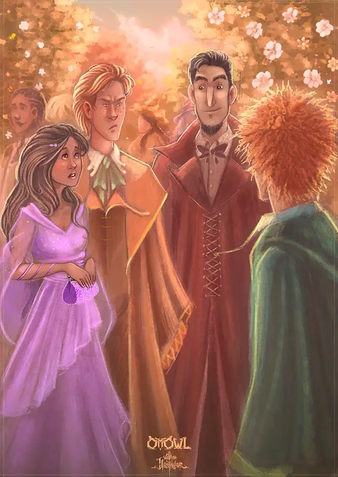 (DH8) Hermione, Ron, Viktor Krum, Harry (Barny) .