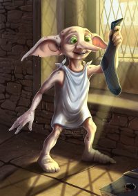 Dobby visits Harry’s dormitory on Christmas morning