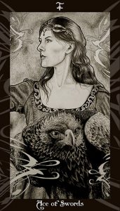 Rowena Ravenclaw as Ace of Swords.