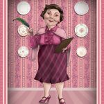 Dolores Umbridge, with quill and clipboard.