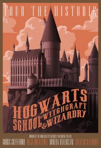 Travel poster for Hogwarts.