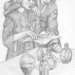 Harry and Hermione in Potions class.