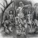 The centaurs and Harry in the Forbidden Forest.